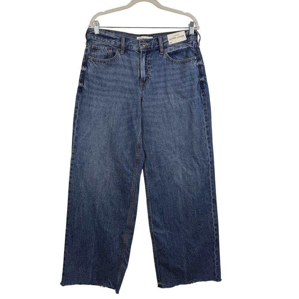 Abercrombie & Fitch NWT Low Rise Ultra Loose Jeans Size 28 Baggy Wide Leg Skater